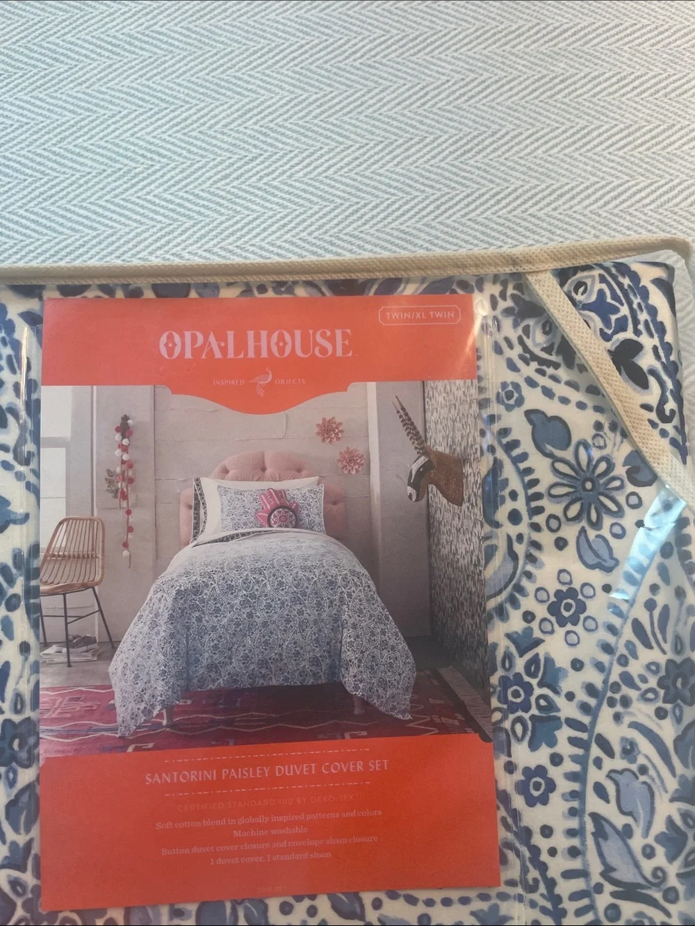 Opalhouse Blue and White Paisley Duvet Cover Set w/Sham Twin XL New in Package